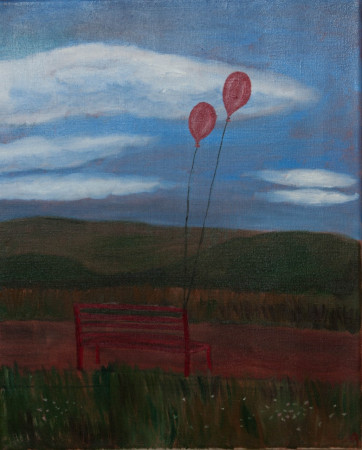 Zamilovaná lavička, olej na plátně, 2020, 5000Kč