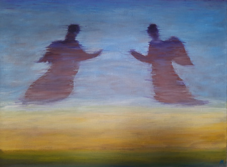 Andělé, olej na plátně, 2020, 60x80cm 